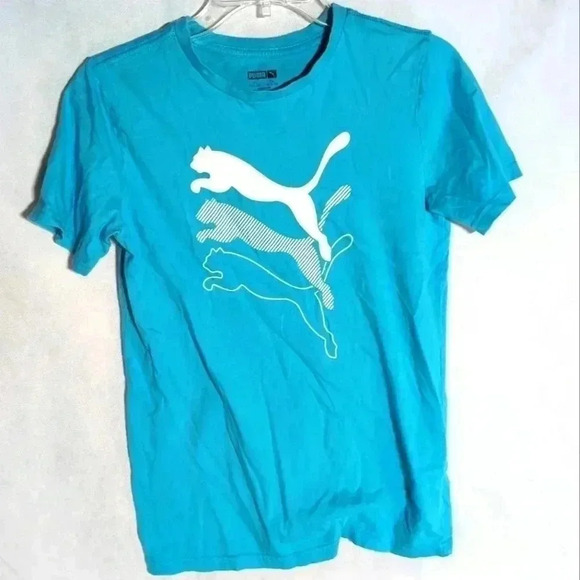 Puma Tops - Puma Blue T-shirt with 3 Leaping Cats forever better sz L ladies